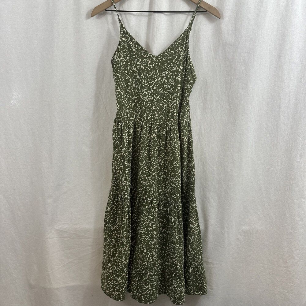 Arkitect Green Geo Print Tiered Boho Midi Dress Womens Sz S Feminine Summer